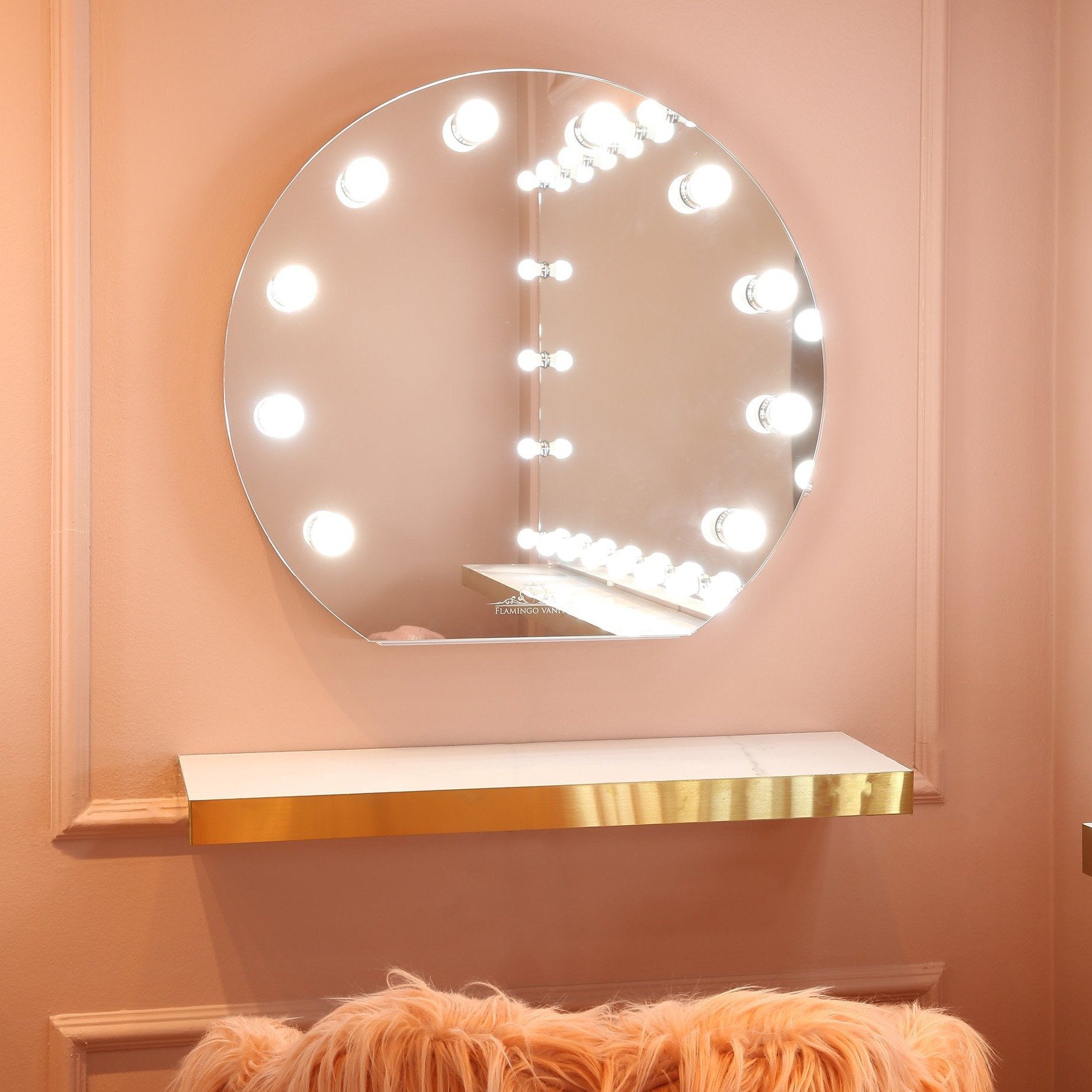 women's gold dress shirt Fantasy Fields Gisele Polka Dot Kids Vanity Table & Stool with LED main image 1